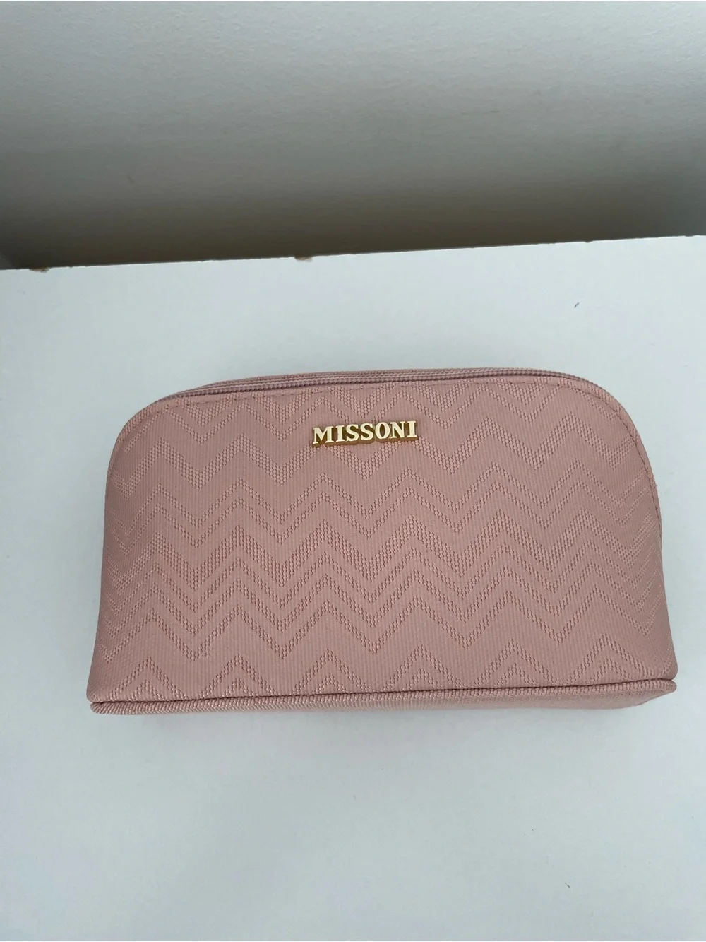MISSONI x Delta toiletry/travel case. Pink Chevron detail. NWT!